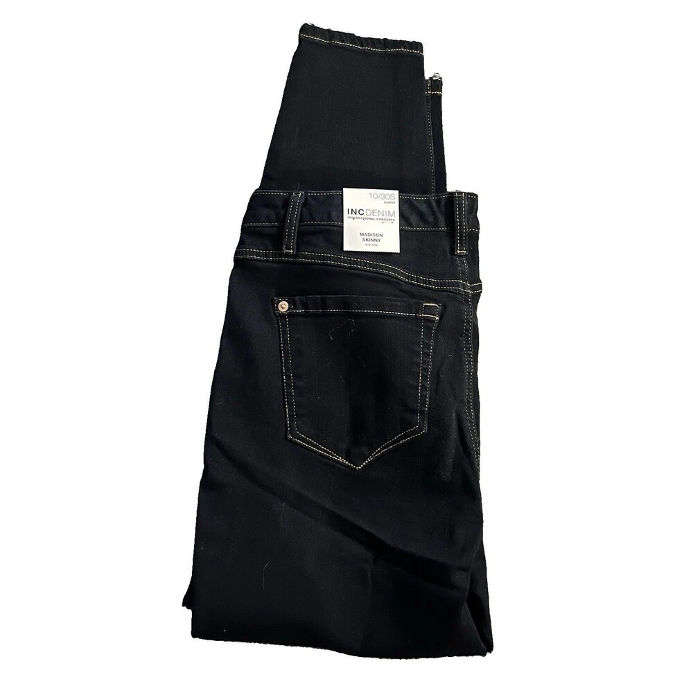 INC Denim Women's Size 10 / 30 Short Dark Wash Mid Rise Madison Skinny Jean NWT